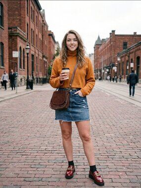 KOTN 100% Egyptian Cotton Cozy Mockneck Cropped Sweater XS